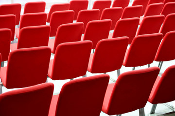 Obraz premium Many Empty Red Seats In Rows