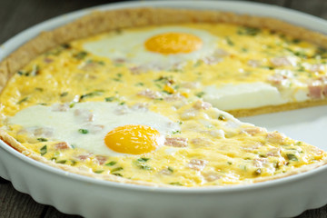 Quiche with ham and eggs