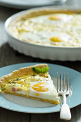 Quiche with ham and eggs