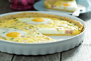 Quiche with ham and eggs