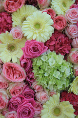 Yellow and pink bridal flowers