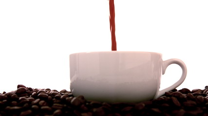 Hot coffee pouring into white cup - Powered by Adobe