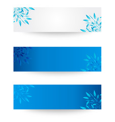 banner with with blue leaves