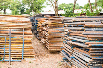 Stock of steel scaffolding