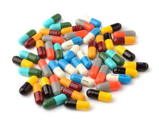 pills capsules isolated on white background