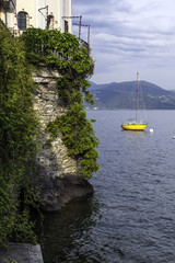 Fototapeta na wymiar Cannero Riviera, Lake Maggiore view from the marina color image