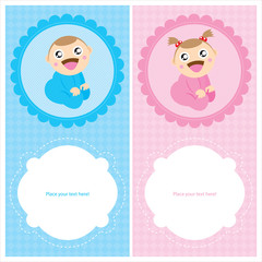 Baby Boy and Girl Greeting cards
