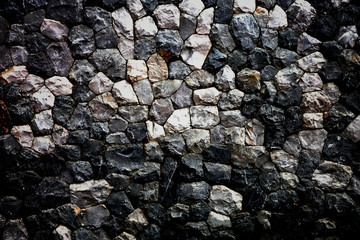 Dark color of stone wall in house.
