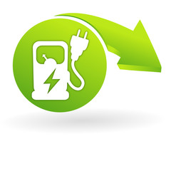 recharge voiture électrique sur web symbole vert