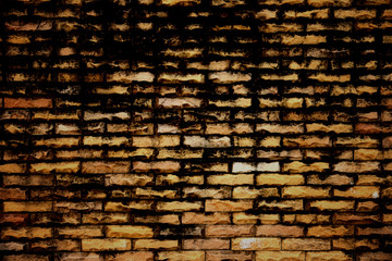 Dark color of old brick wall.