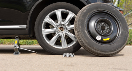 Fixing a puncture at the roadside