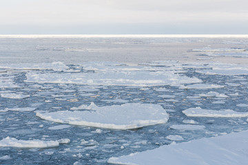 Winter ice background in Okhotsk Sea