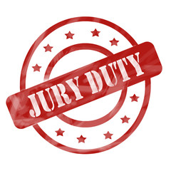 Red Weathered Jury Duty Stamp Circles and Stars - 64890681