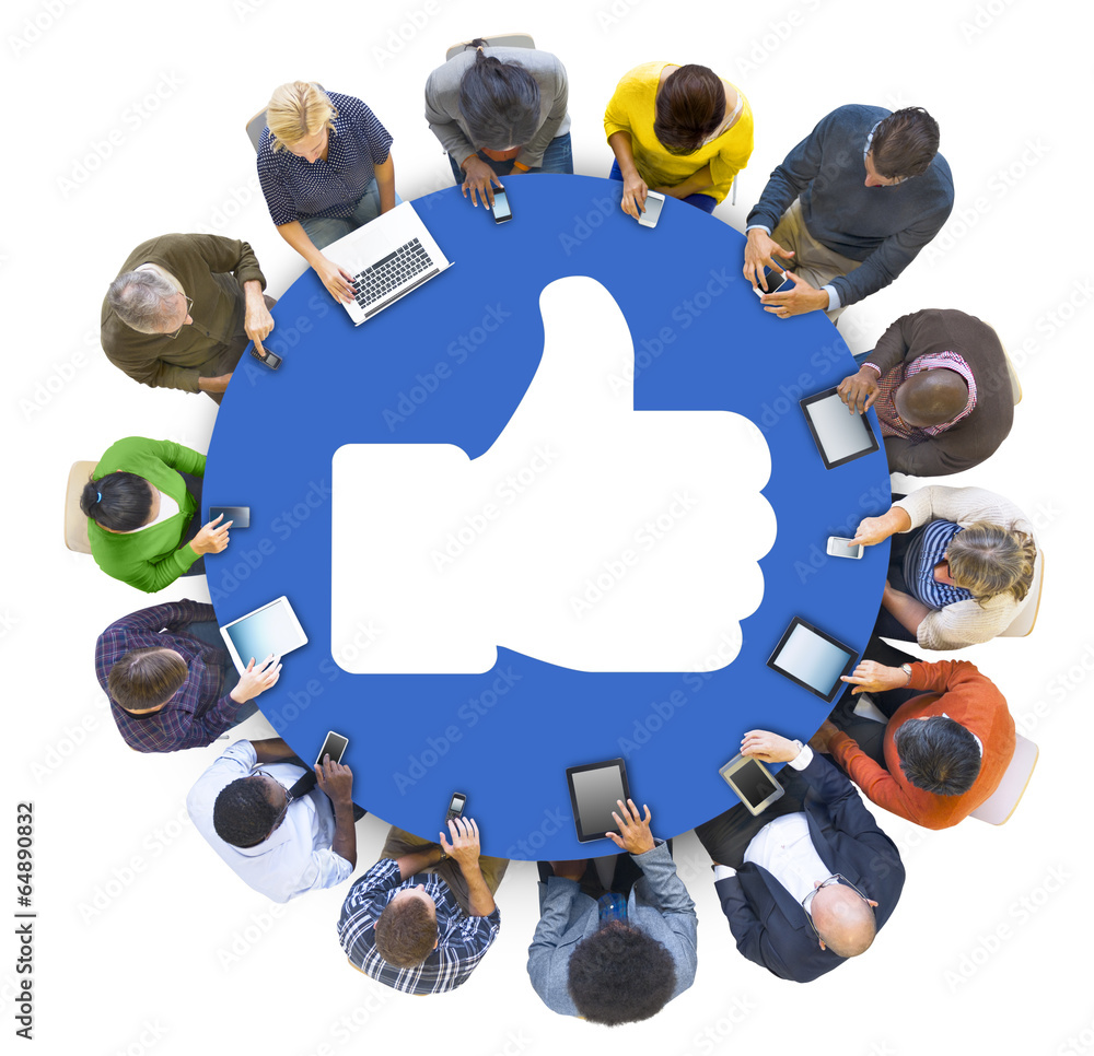 Wall mural People Social Networking and Thumbs Up Symbol - Wall murals