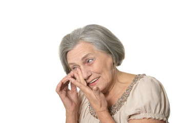 Emotional elderly woman