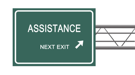 Road sign to assistance