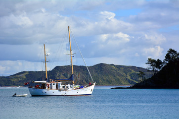 Yacht sail in the Bay of Islands New Zealand