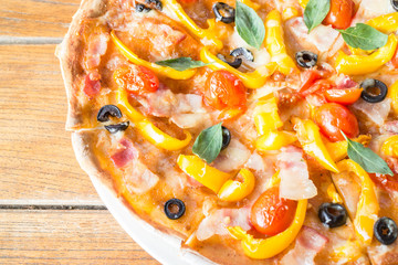 Colorful ingredients of homemade pizza