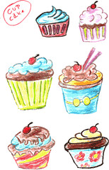 hand draw sketch, cup cake