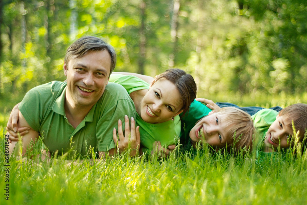 Sticker family in the green jersey