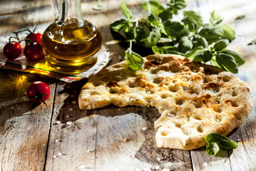 Traditional Italian focaccia bread