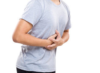 Man with strong stomach pain