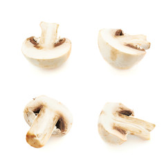 Cut in halves champignon mushrooms