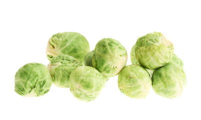 Pile of brussels sprouts isolated