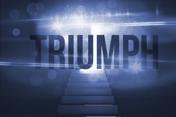 Triumph against steps leading to door showing light