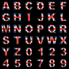 Great Britain alphabet on black background