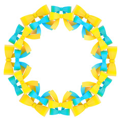 Round frame made of ribbon bows