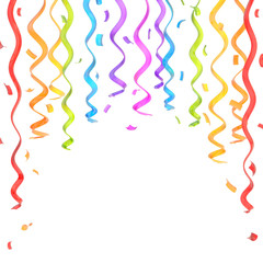 Confetti and serpentine composition isolated