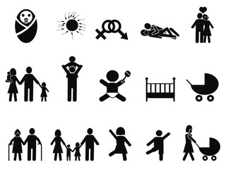 family life icons set