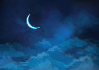 Obraz na płótnie Canvas Vector night sky background with moon.