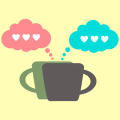 coffee icon and lovers conversation