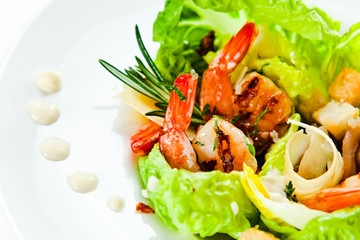 Caesar salad with  prawns