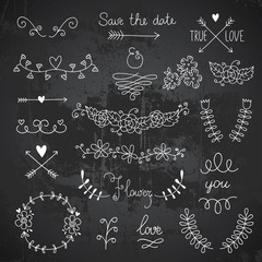 Vector set design eltmtnts floral frame arrow wreath