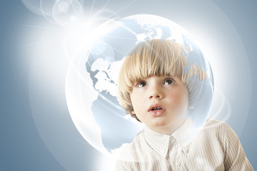 Curious  boy - globe - education - travelling the world - 64903427