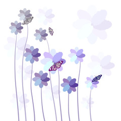 Abstract colorful background with flowers and butterfly