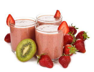 Smoothies of kiwi and strawberry