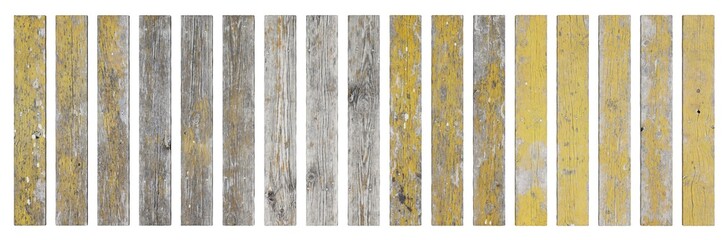 Old grunge wooden planks isolated on white