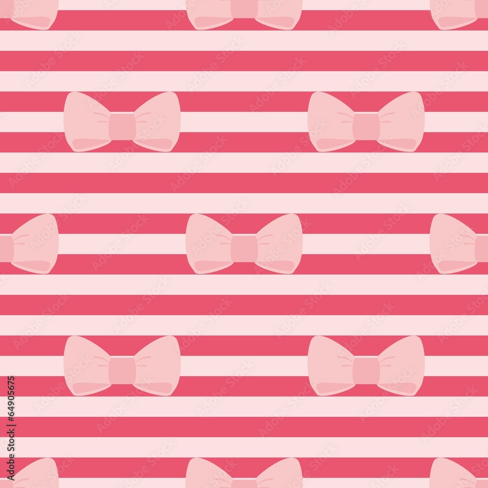 Poster tile vector pink bows on red strips background pattern