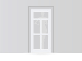 room with white door