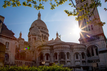 Fototapeta na wymiar Sacre Coeur Cathedral during spring time in Paris, France