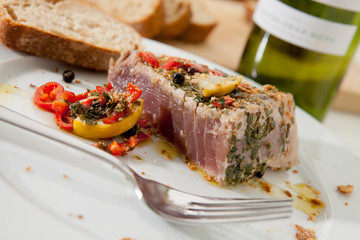 Thunfisch mariniert und gebraten