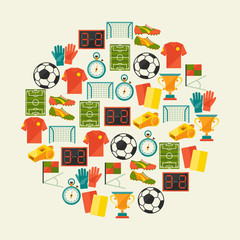 Fototapeta premium Sports background with soccer (football) flat icons.