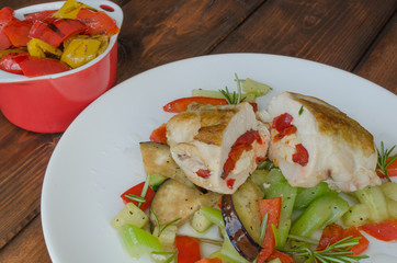 Grilled chicken breast with feta cheese