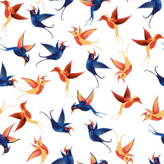 Birds seamless pattern. Vector texture on light background.