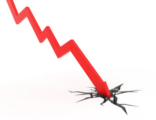Red arrow graph breaks through the ground