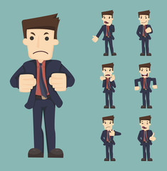 Set of businessman characters poses